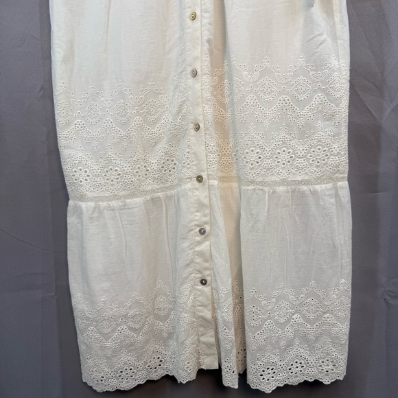 WVN White Eyelet 100% Organic Cotton Short Sleeve Midi Dress Size XS NWT - Picture 6 of 9